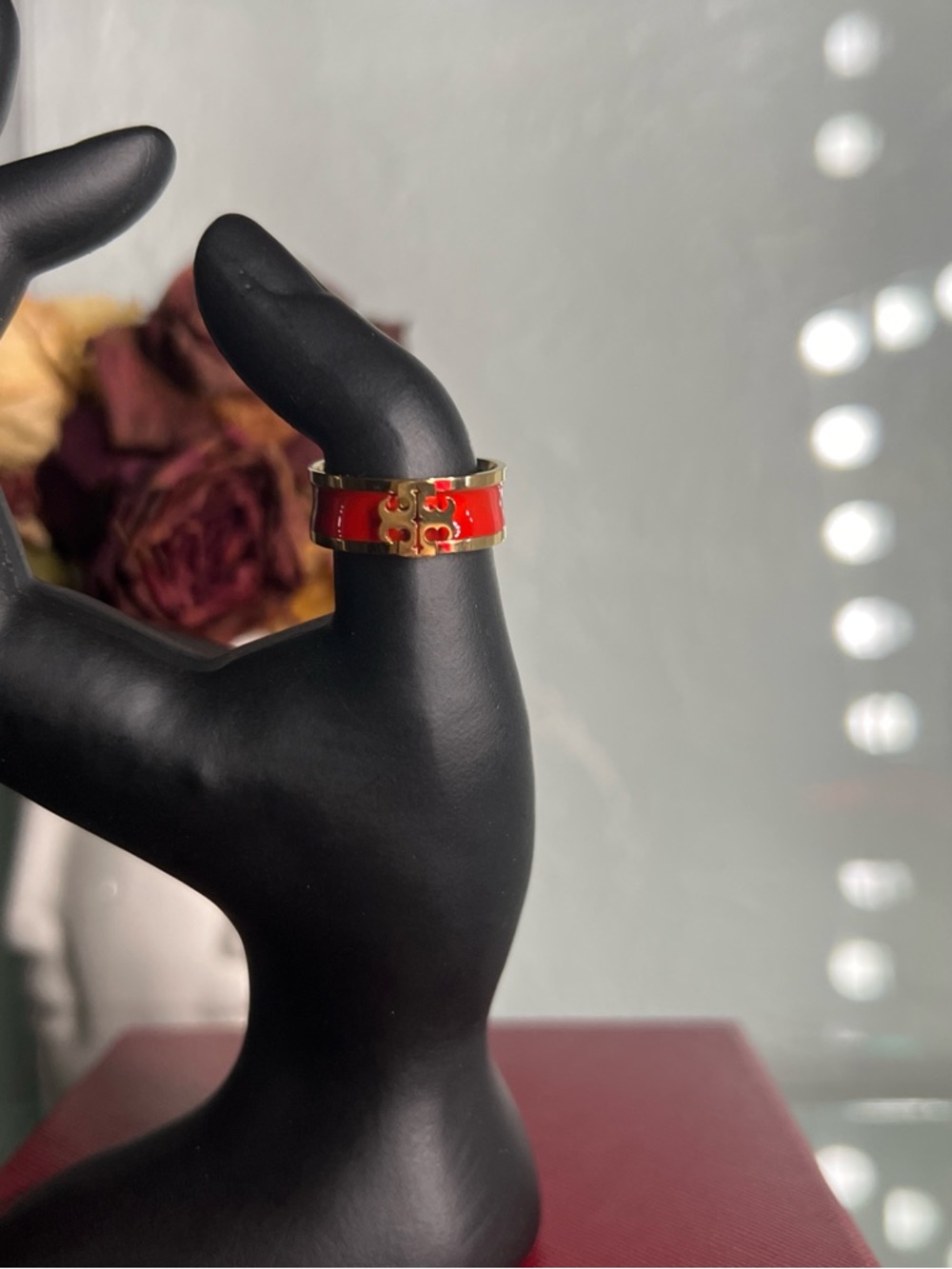 Gold tone & red ring